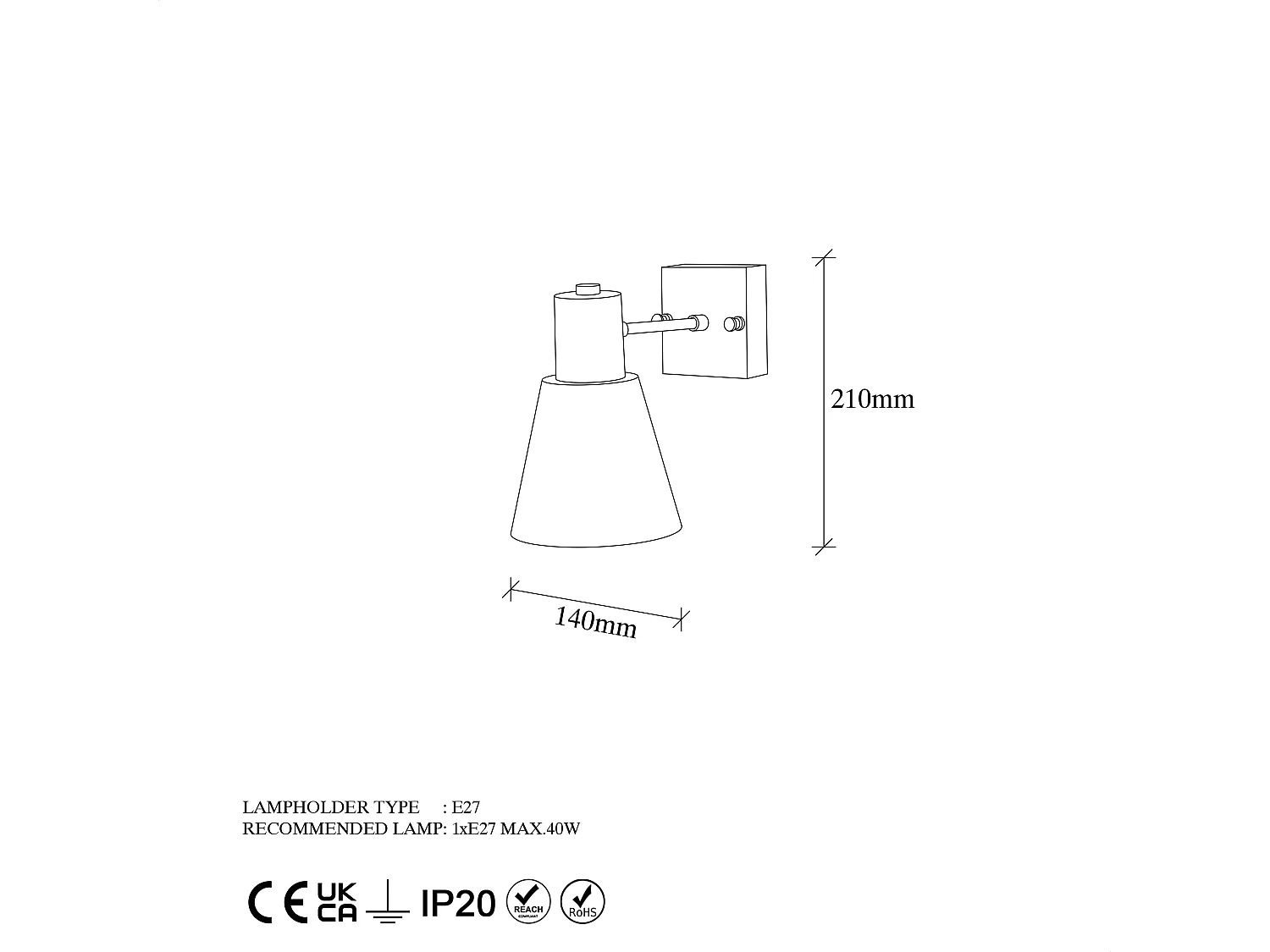 Applique Murale Interieur,  Lampe Murale Industrielle Bois, Noir 14x24x21 Cm
