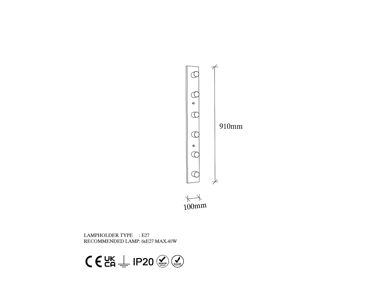 Applique Murale Interieur,  Lampe Murale Industrielle Bois, Noir 10x10x91 Cm
