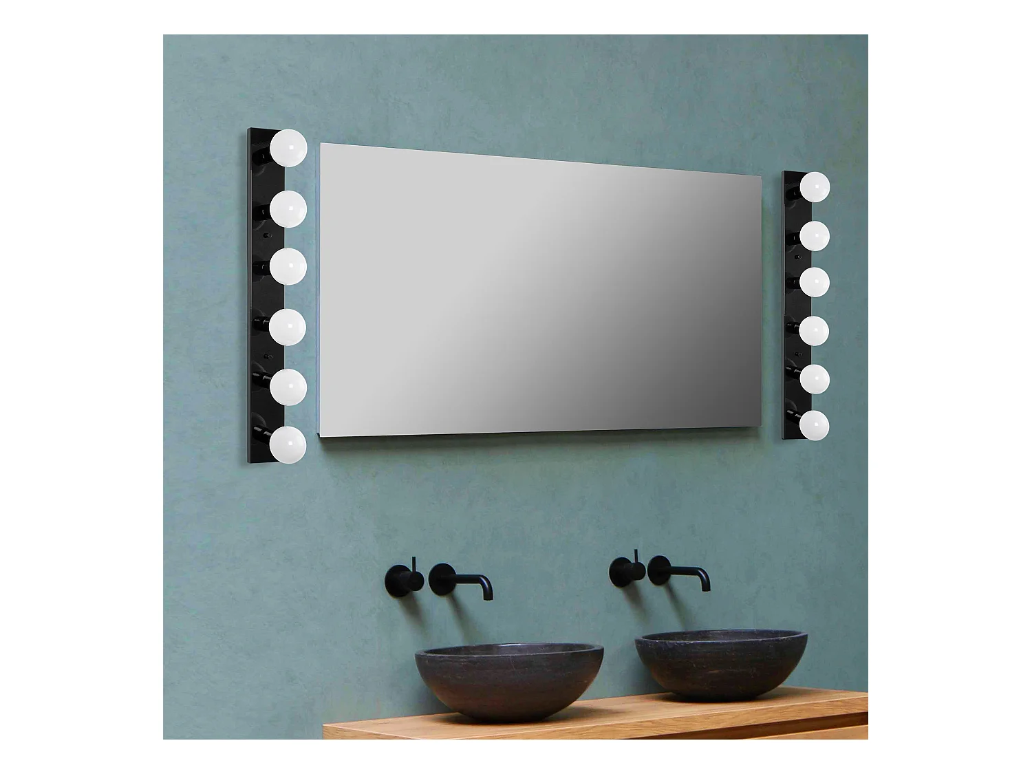 Applique Murale Interieur,  Lampe Murale Industrielle Bois, Noir 10x10x91 Cm