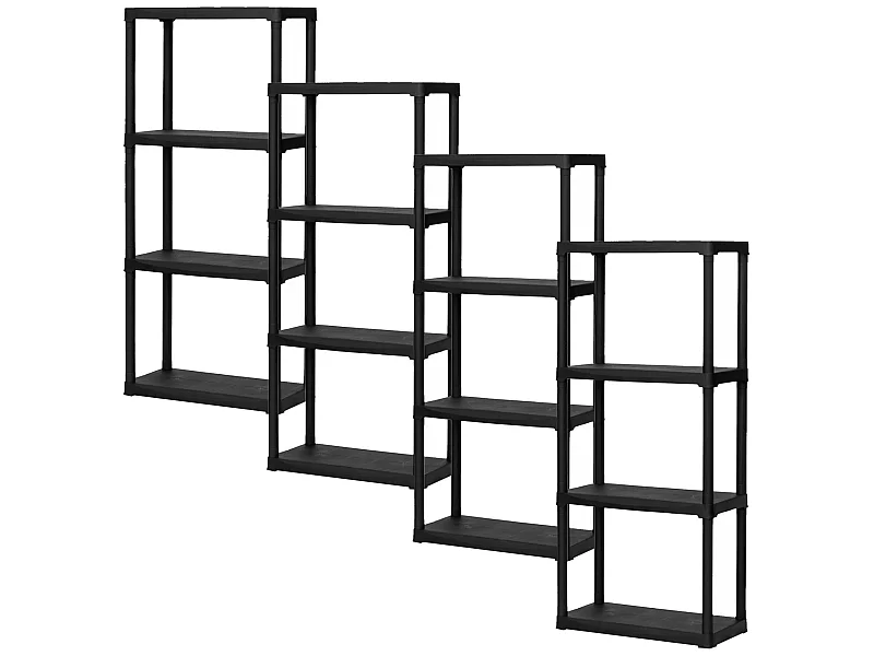 4x Set Étagères Modulaires Avec 4 Étagères En Plastique Chacune.