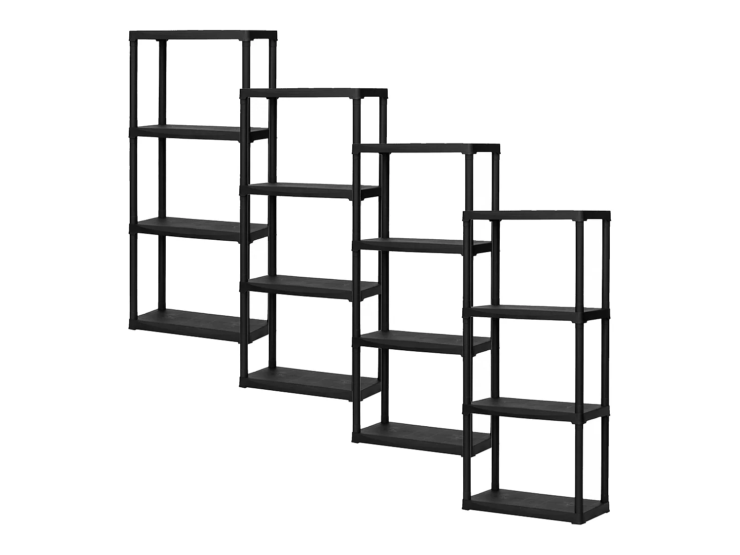 4x Set Étagères Modulaires Avec 4 Étagères En Plastique Chacune.