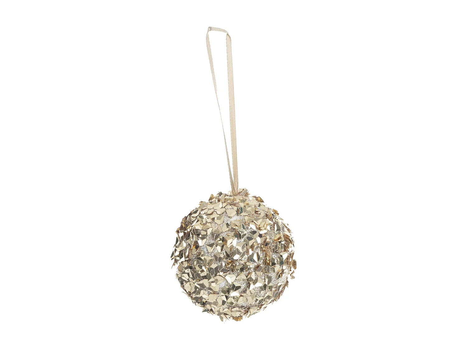 Boule De Noël 80 Mm Dorée Avec Paillettes