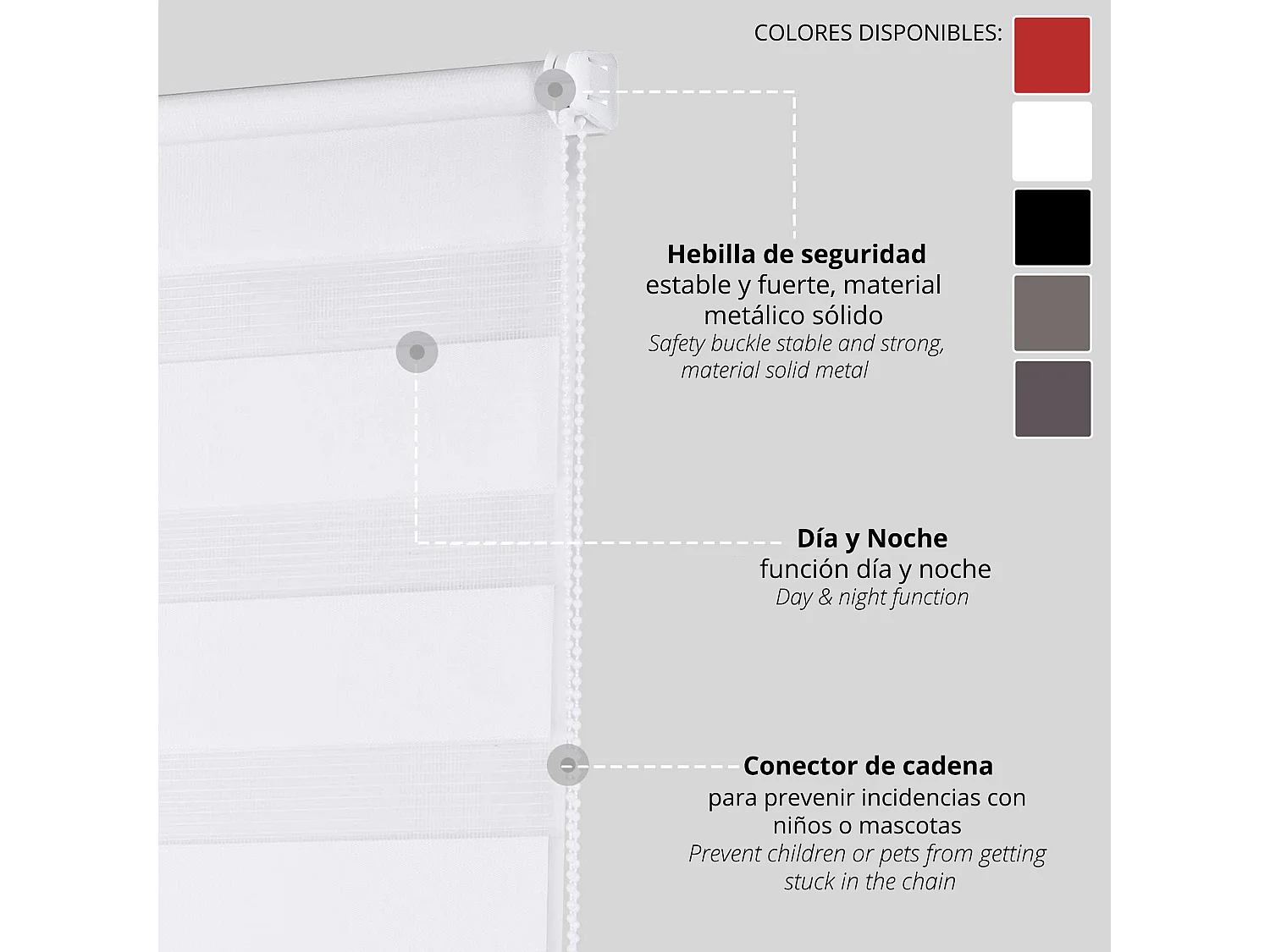 Store Enrouleur Lumière Et Nuit 120x180c Couleur Taupe