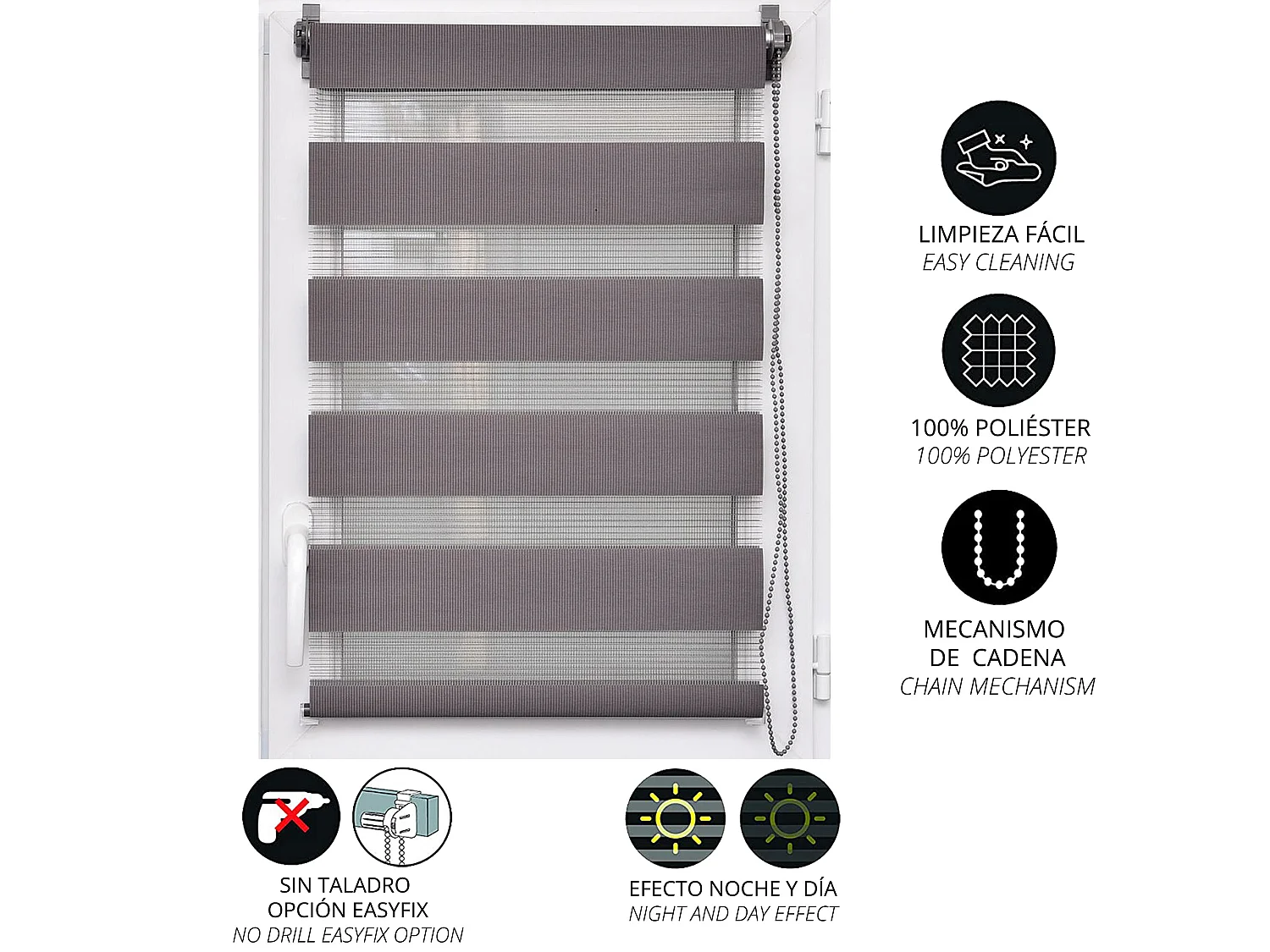 Roll Store Lumière Et Nuit 120x180c Gris Béton