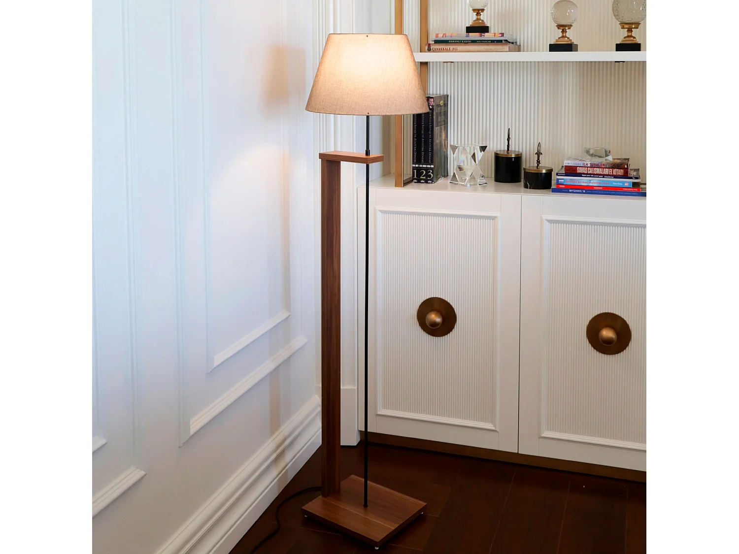 Lampadaire 150 cm Abat-jour Conique Beige, Type E27 Max 60w Collection Victoria, Douille E27 Max 60w