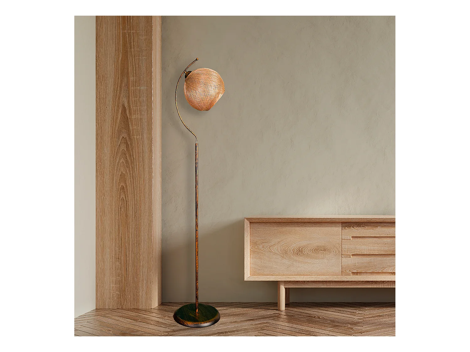 Lampadaire 165 Cm. Or/noir, Type E 27 Max 45 - 60 W