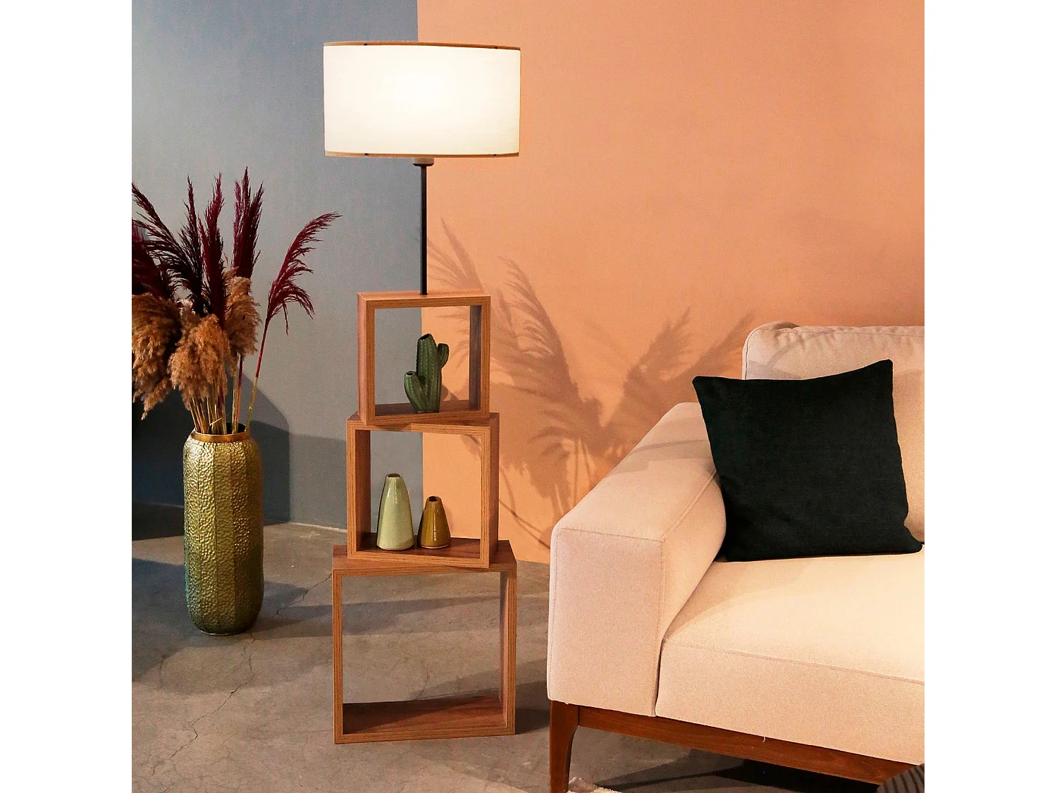 Lampadaire 37 X 91,5 Cm. Crème, Type E 27 Max 45-60 W / 11 W LED