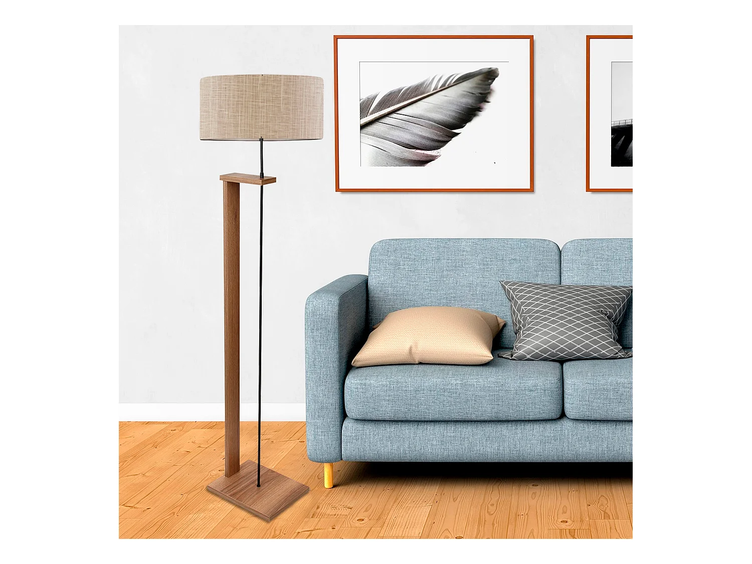Lampadaire Largeur 150 Cm Écran Beige, Type E27 Max 60 W, Collection Victoria, Douille E27 Max 60 W