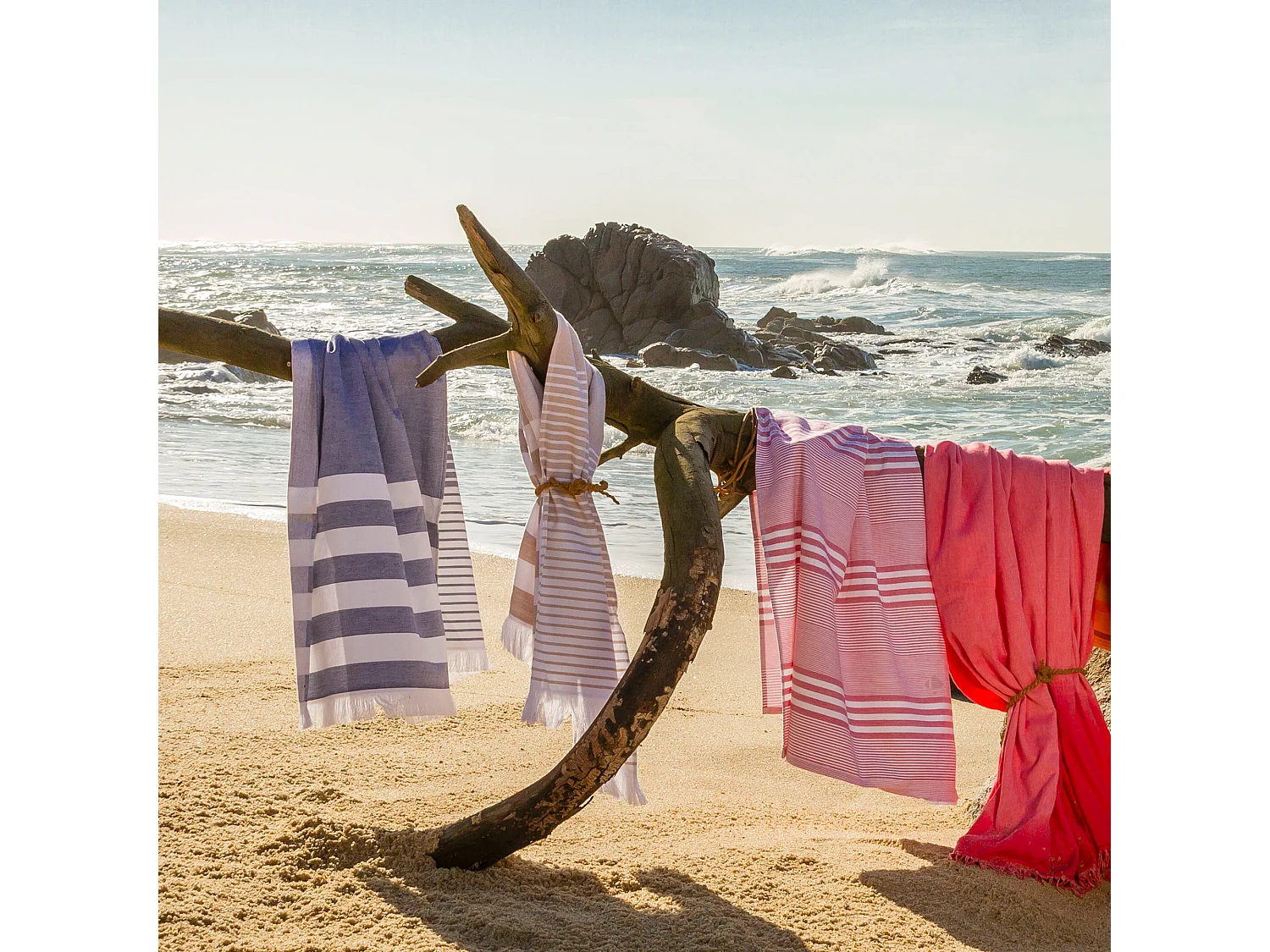 Drap de plage fouta en coton 100x180 cm SOFIA bleu lavande