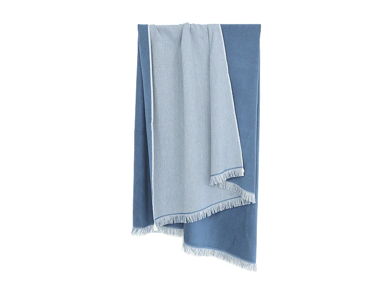 Drap de plage fouta en coton 100x180 cm SOFIA bleu gris