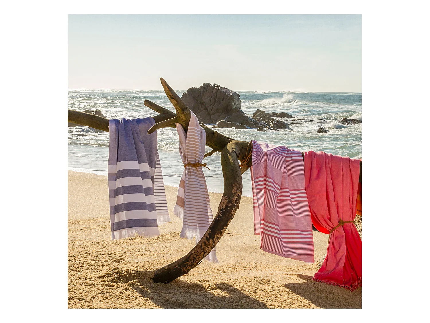 Drap de plage fouta en coton et éponge 100x180 cm SOFIA rose