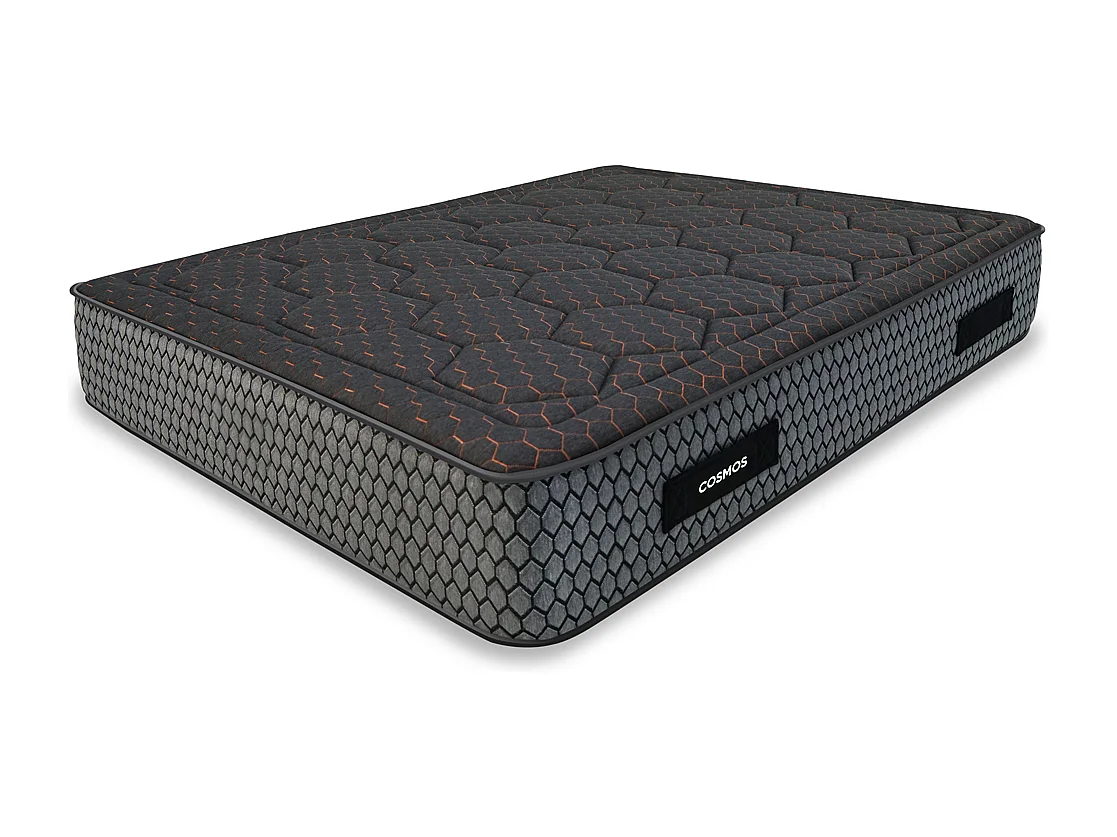 Ensemble Matelas mousse Cosmos Black accueil mémoire - 160x200 - 2 Oreillers 70x40 - Sommier Blanc