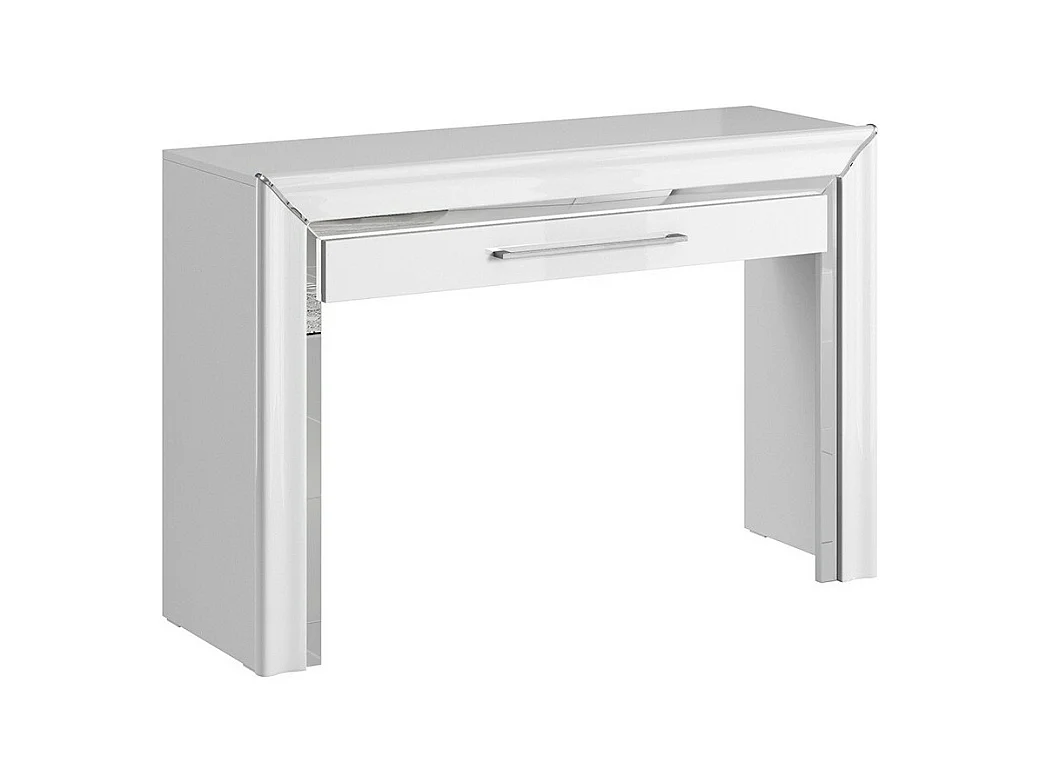 Bureau console design collection DOHA coloris blanc finitions argentées