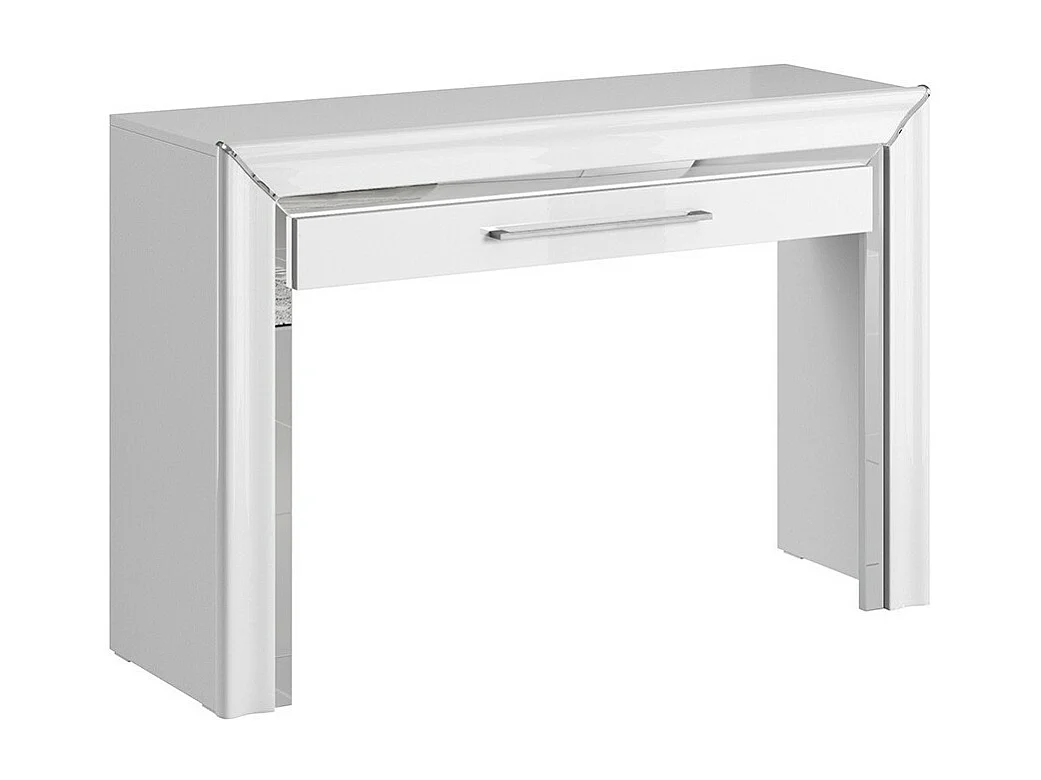 Bureau console design collection DOHA coloris blanc finitions argentées