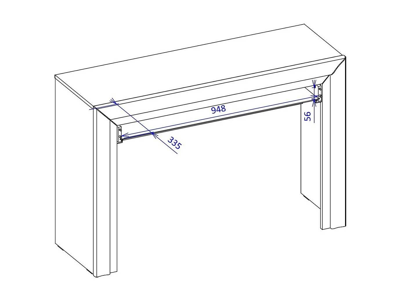 Bureau console design collection DOHA coloris blanc finitions argentées