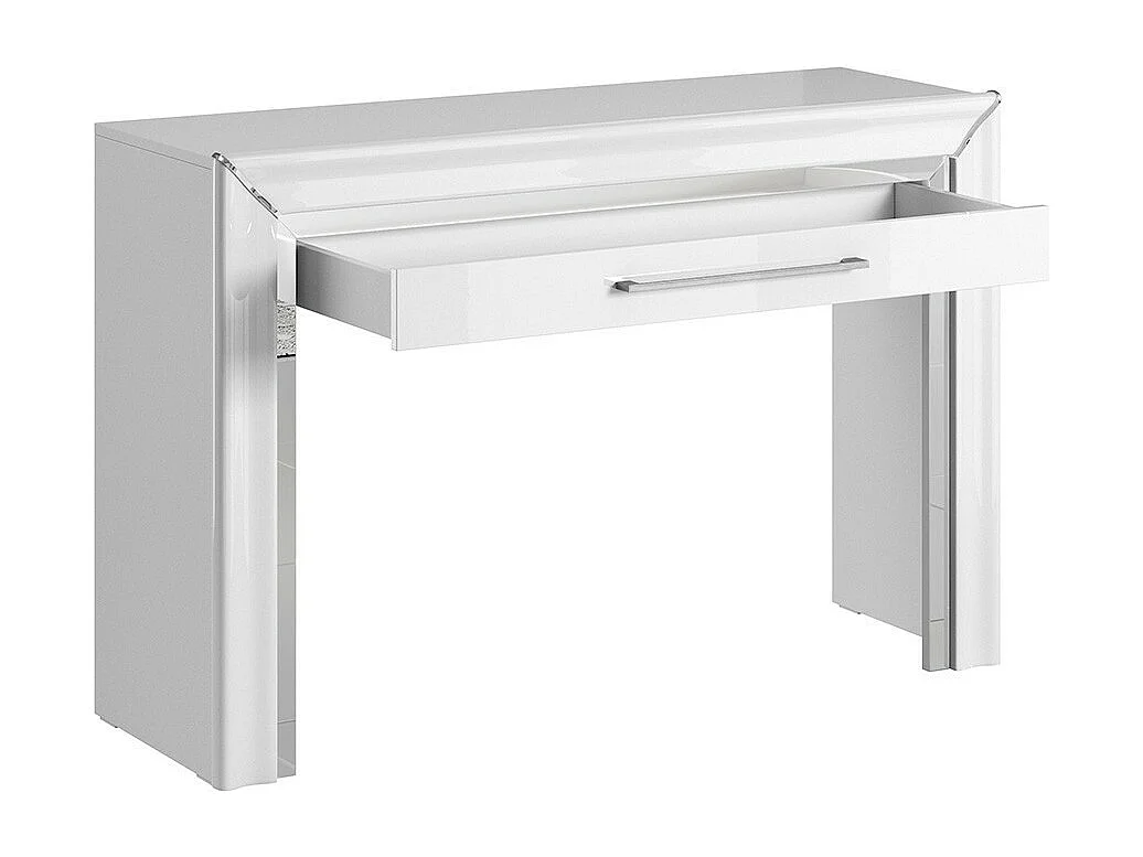 Bureau console design collection DOHA coloris blanc finitions argentées