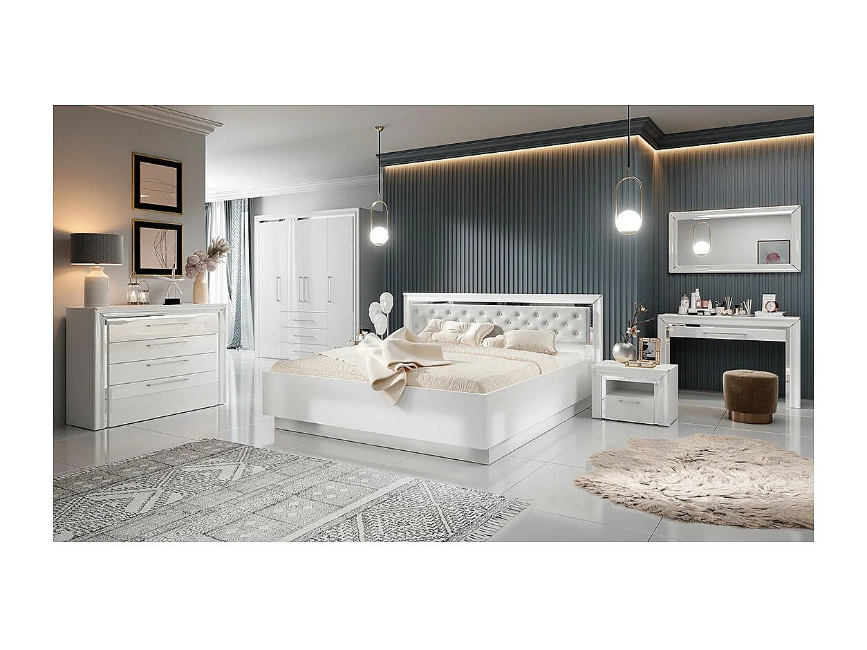 Bureau console design collection DOHA coloris blanc finitions argentées