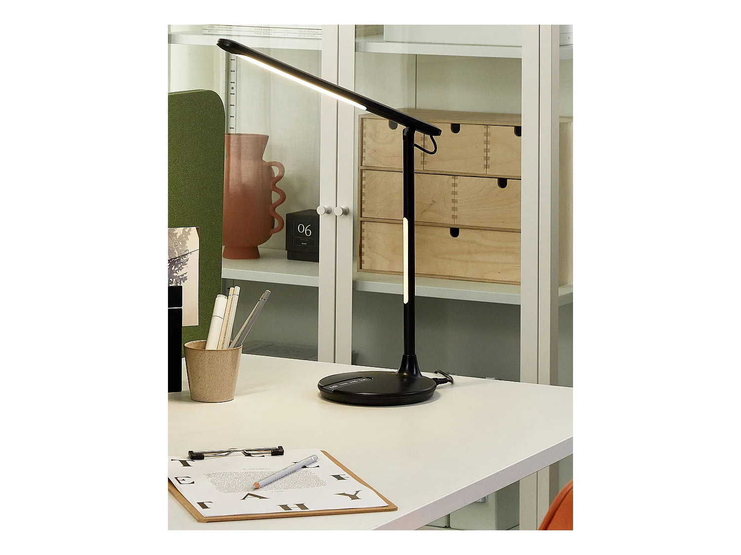 LED Schreibtischlampe Metall schwarz 38 cm hoch verstellbar für Büro Draco