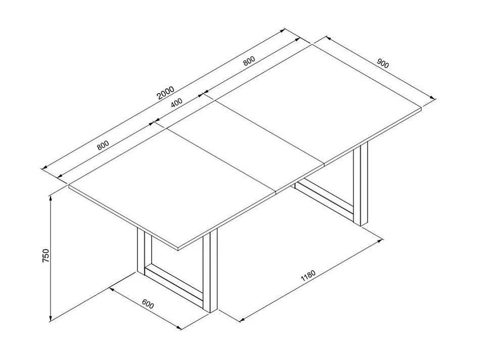 Tavolo allungabile 160X90X75H Denver50 colore quercia antracite