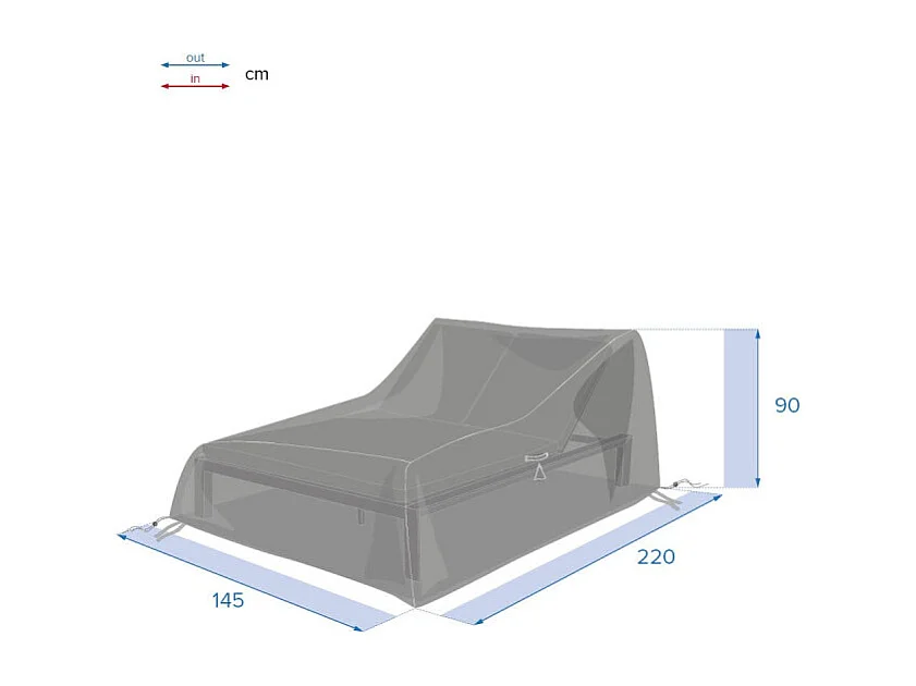 Housse pour transat double Hambo gris - 220 x 145 x 90 cm - Hespéride