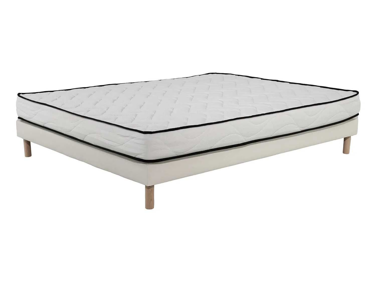 Ensemble Matelas mousse Confort - 160x200 - mousse - 18 cm et Sommier Blanc