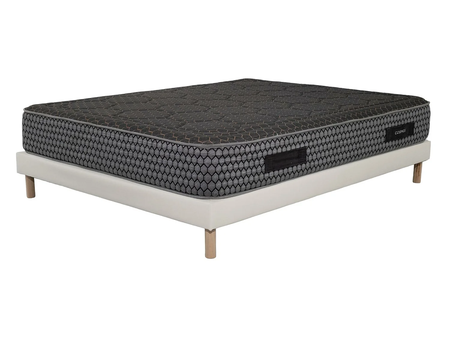 Ensemble Matelas 140x190cm mousse Cosmos Black - accueil mémoire de forme et Sommier Blanc