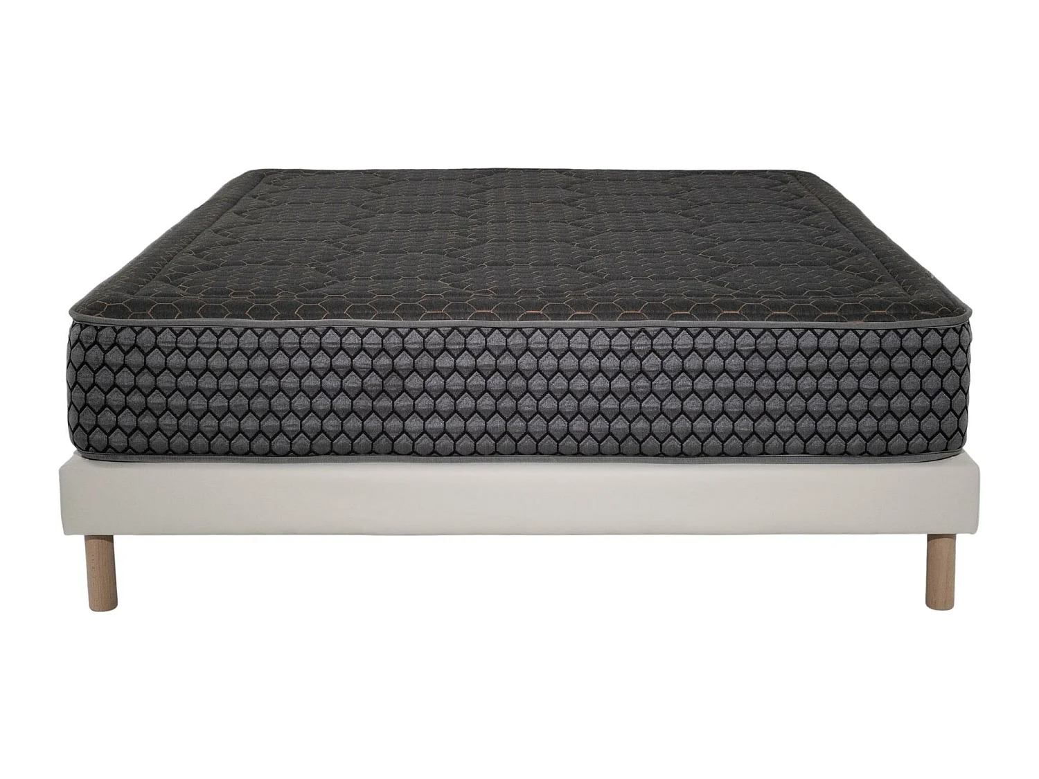 Ensemble Matelas 140x190cm mousse Cosmos Black - accueil mémoire de forme et Sommier Blanc