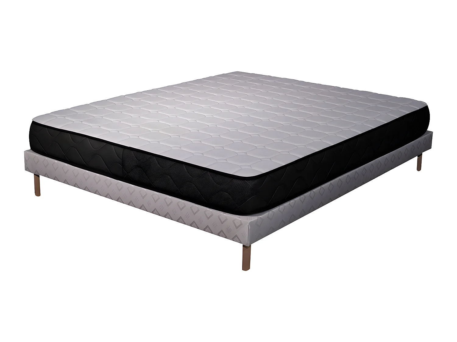 Ensemble Matelas mousse Memory - 160x200 - accueil mémoire de forme - Sommier Blanc