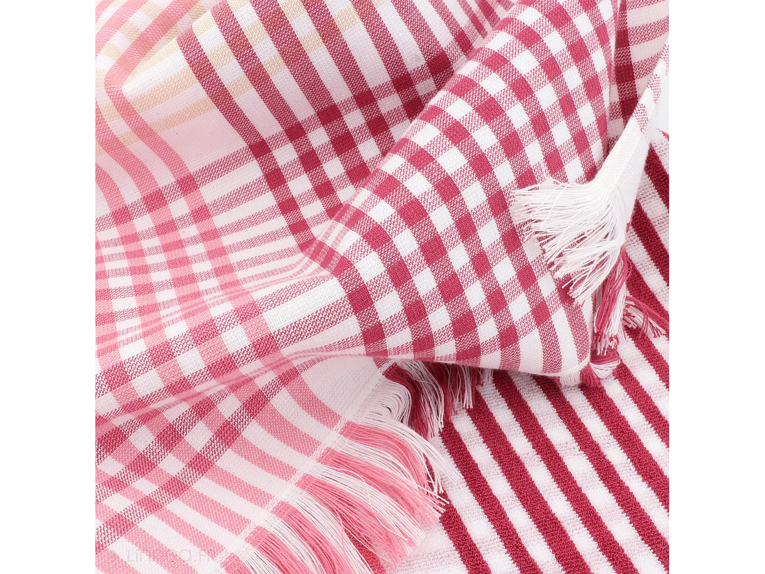 Drap de plage fouta en coton et éponge 100x180 cm VENICIA rose