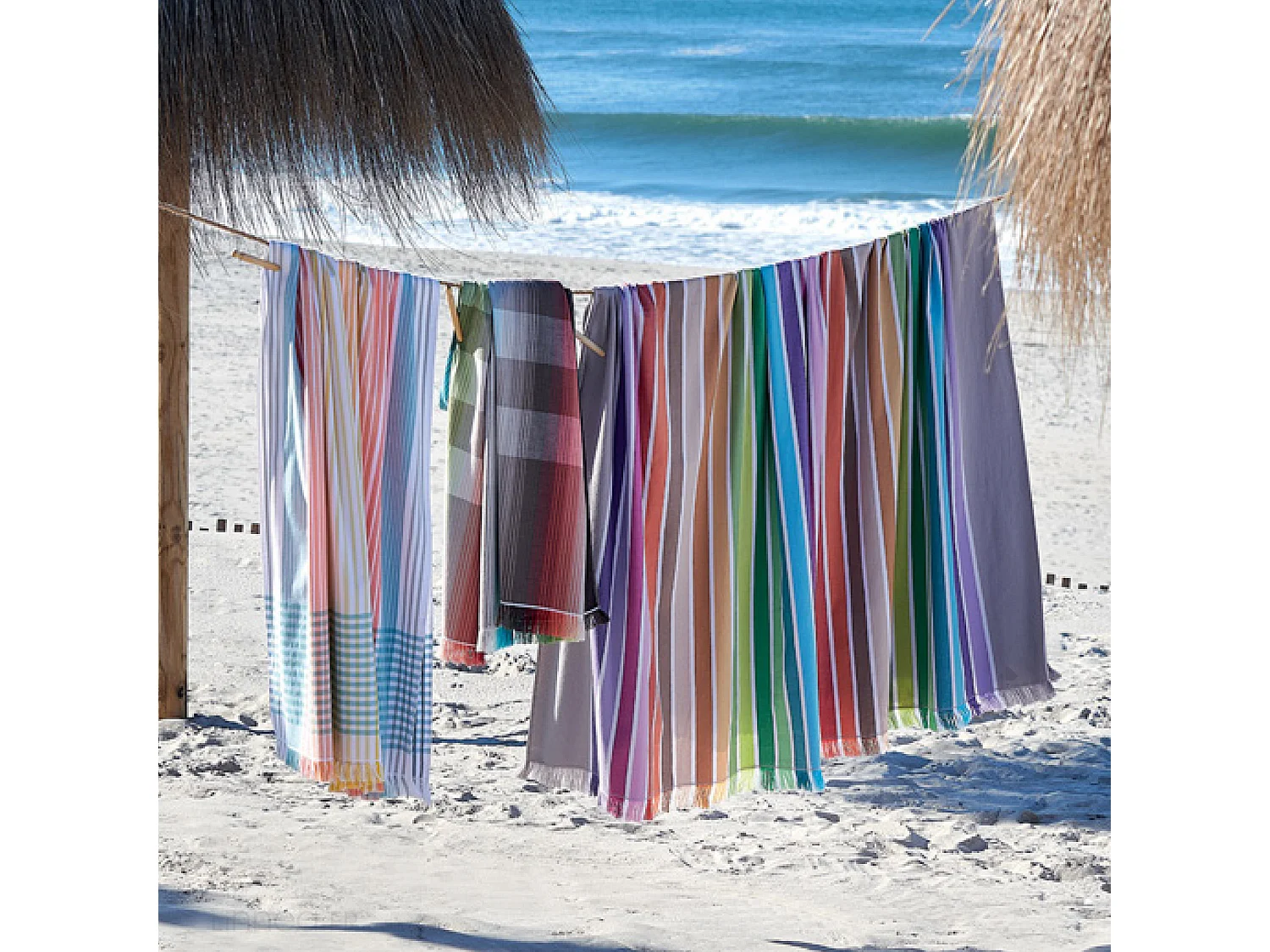 Drap de plage fouta en coton et éponge 100x180 cm VENICIA rose