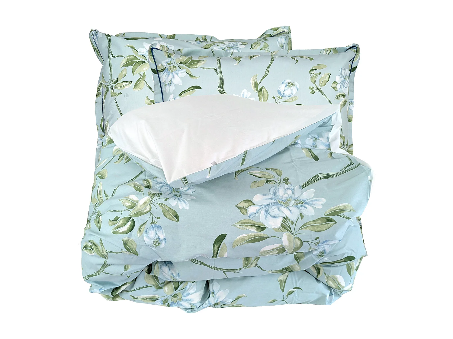Parure de lit 240x220 cm percale coton ELÉNA vert Nil 3 pièces
