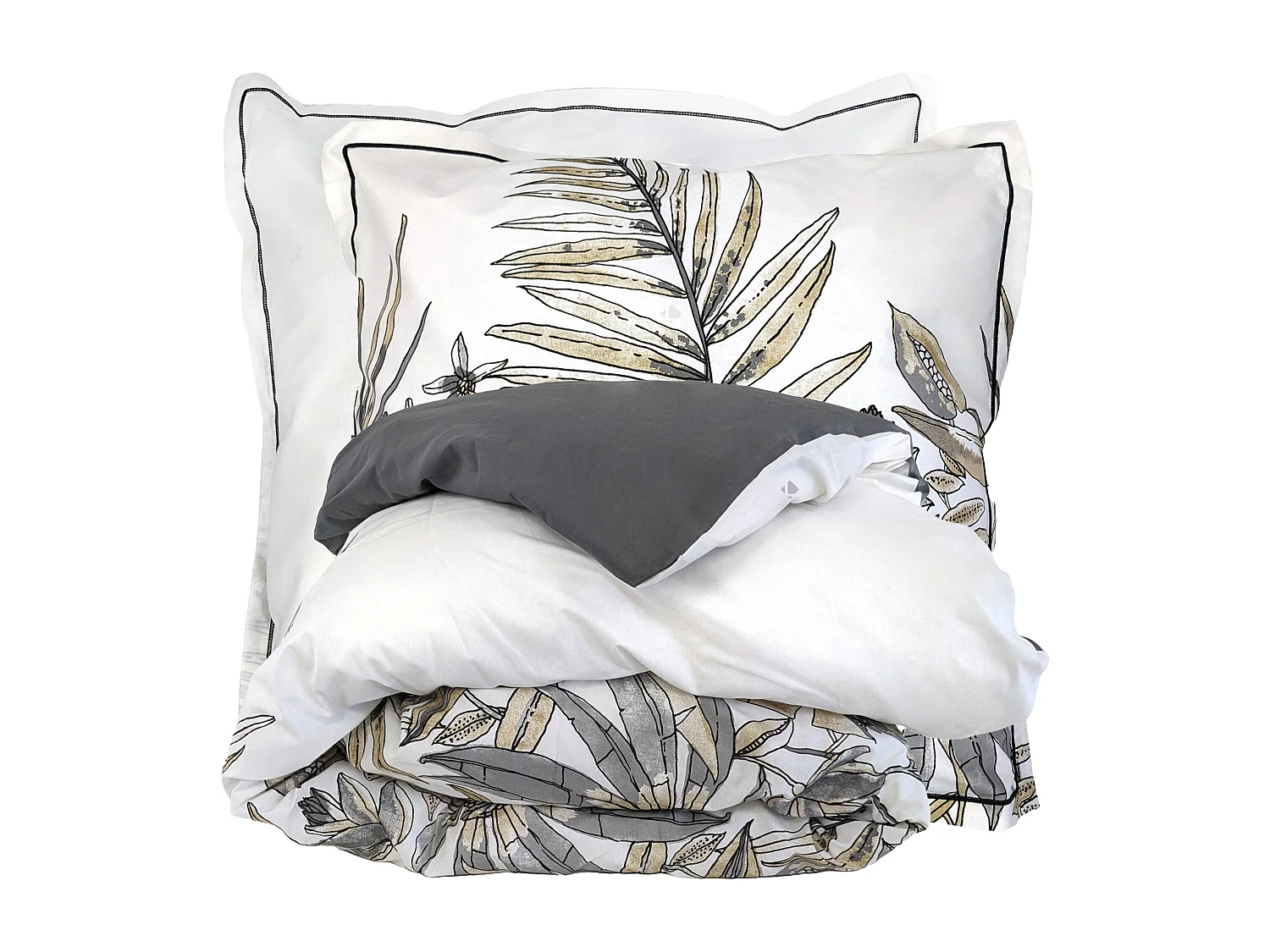 Parure de lit 240x220 cm coton SUMATRA gris Fusain 3 pièces