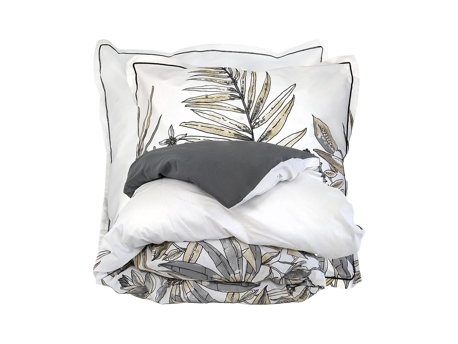 Parure de lit 140x200 cm coton SUMATRA gris Fusain 2 pièces