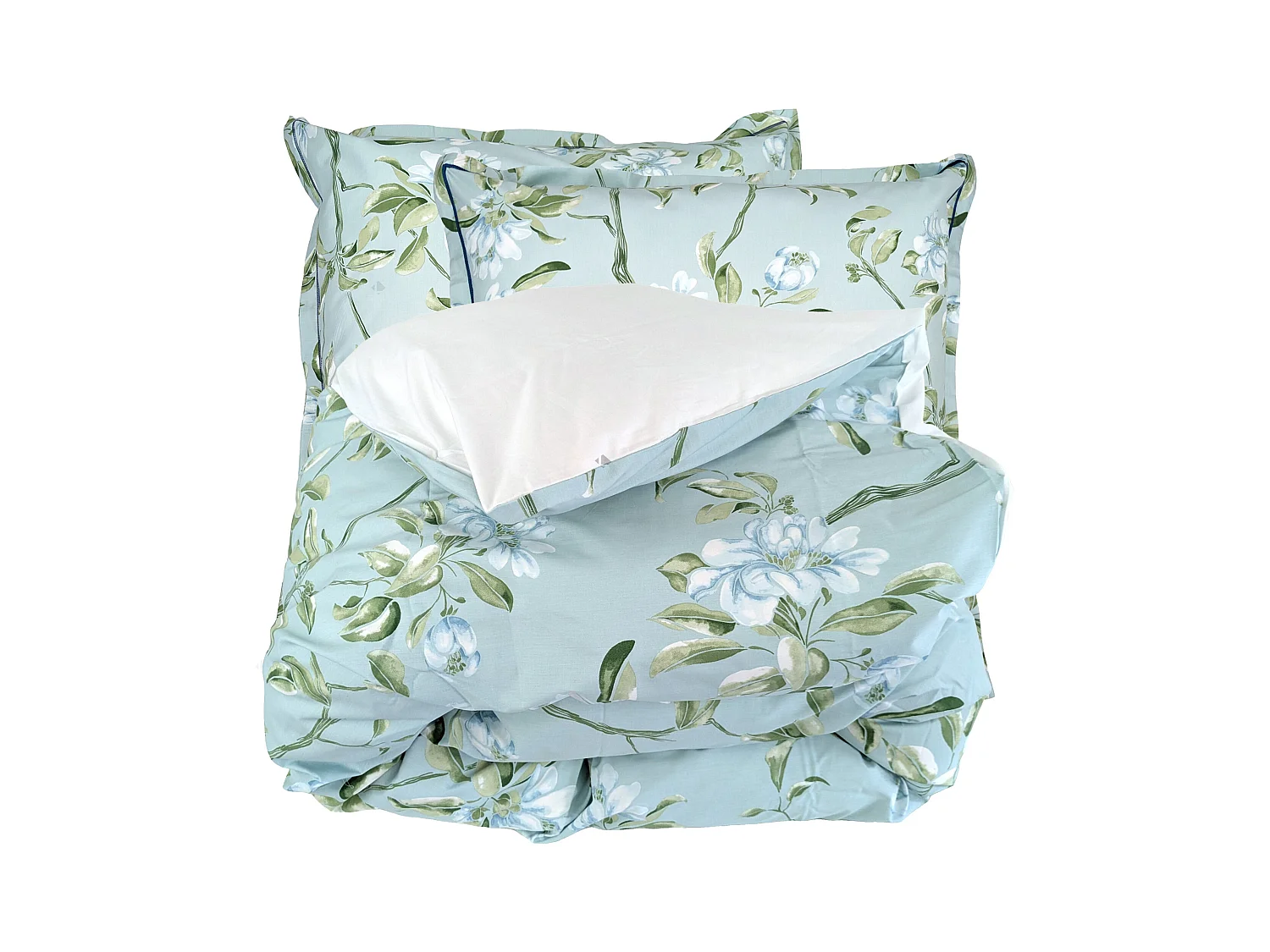 Parure de lit 140x200 cm percale coton ELÉNA vert Nil 2 pièces