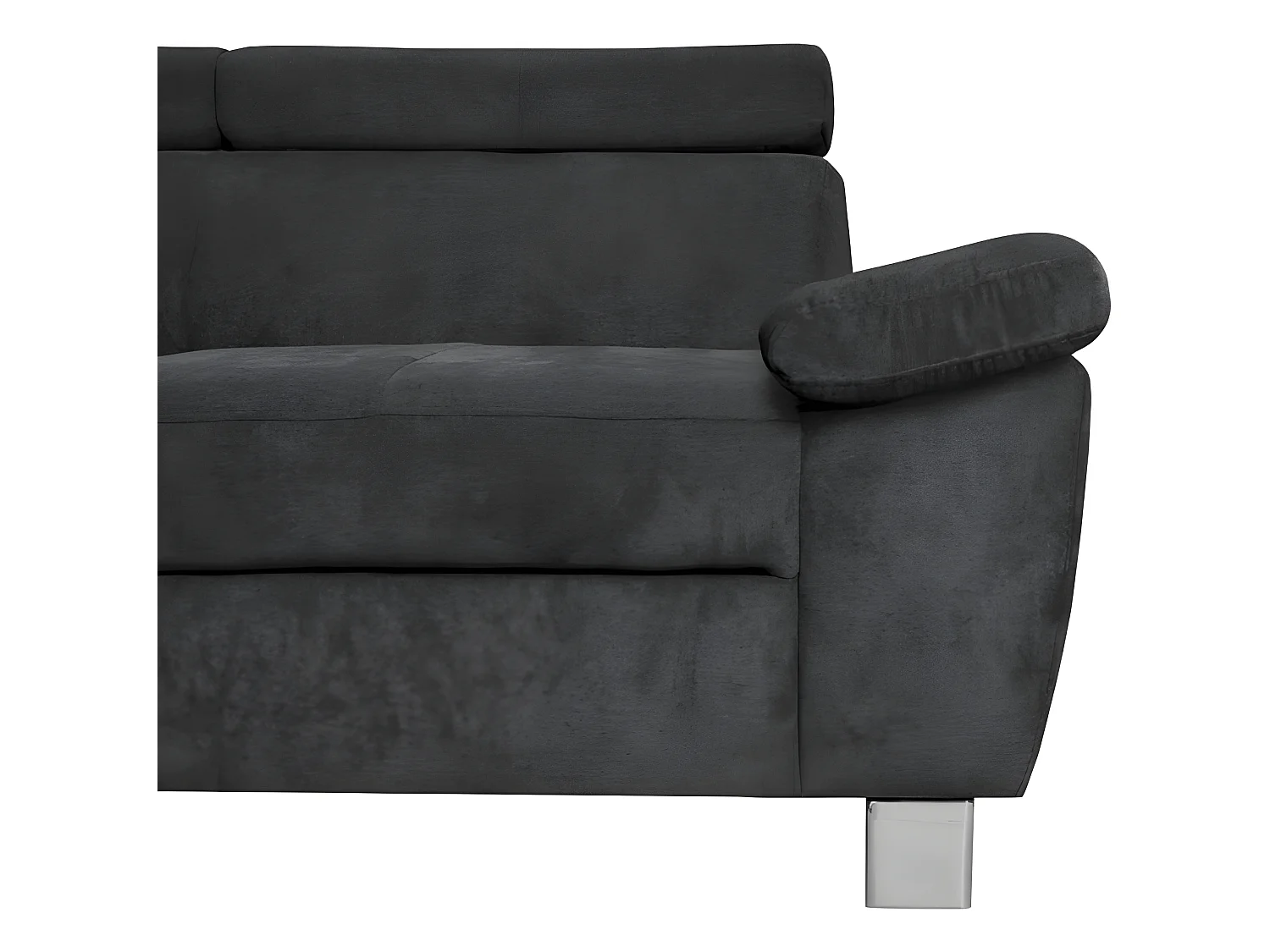 Canapé d'angle en tissu velours luxe 5 places LUGO noir, angle droit