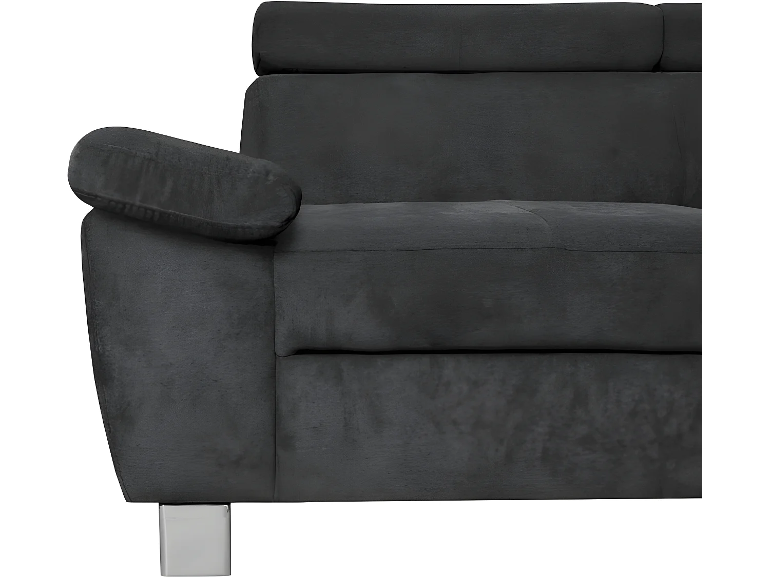 Canapé d'angle en tissu velours luxe 5 places LUGO noir, angle droit