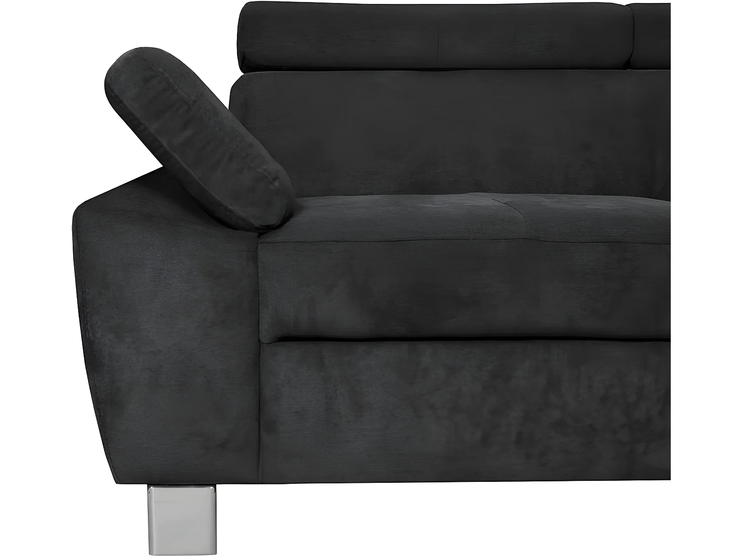 Luxe 5-zits fluwelen hoekbank LUGO donkergrijs, rechte hoek