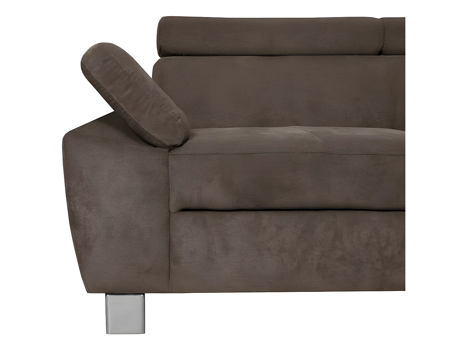 Canapé d'angle en tissu velours luxe 5 places LUGO chocolat, angle droit