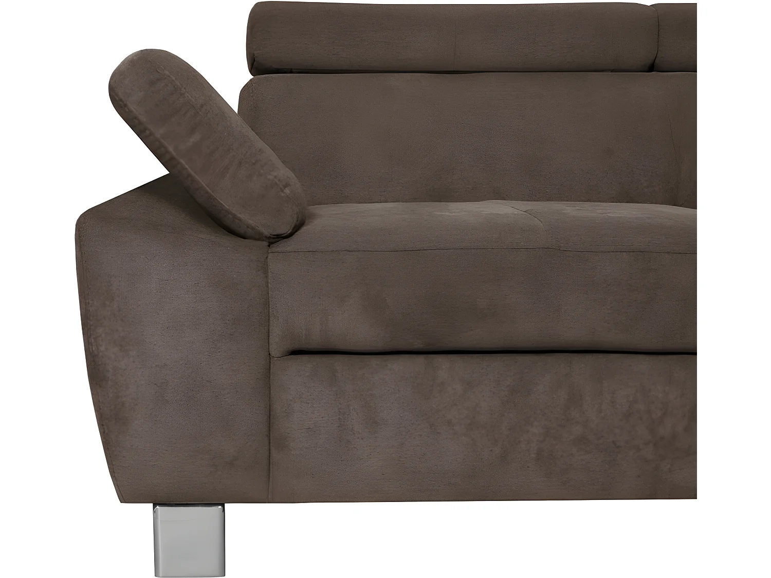 Canapé d'angle en tissu velours luxe 5 places LUGO chocolat, angle droit