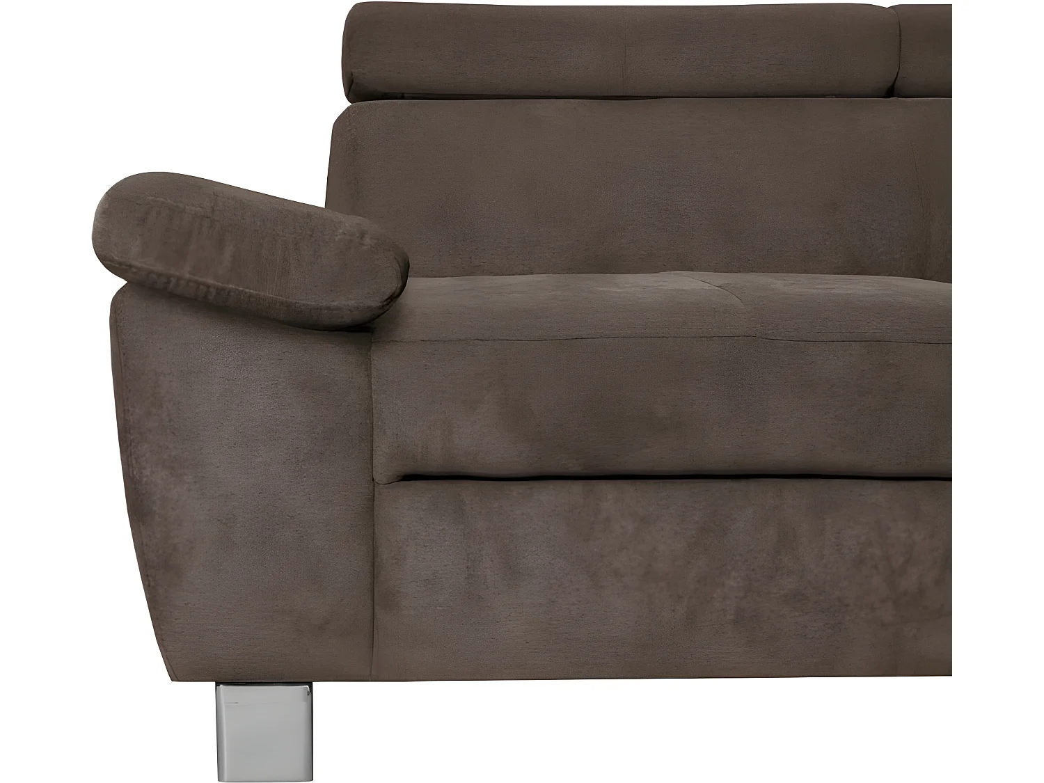 Canapé d'angle en tissu velours luxe 5 places LUGO chocolat, angle droit