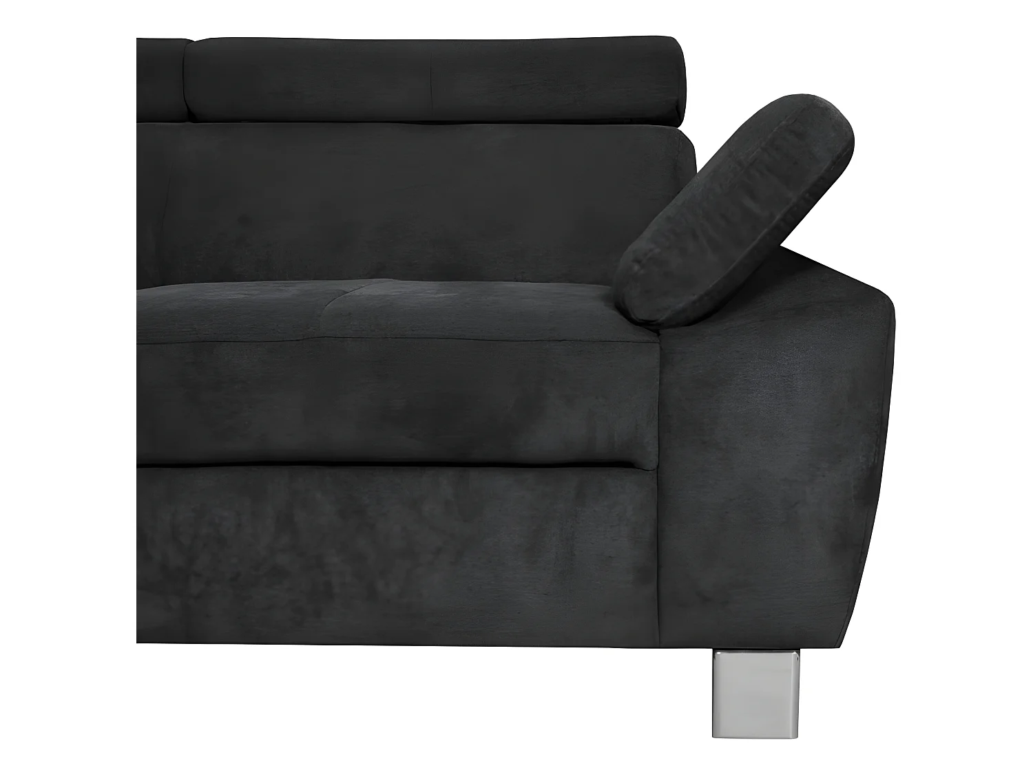 Canapé d'angle en tissu velours luxe 5 places LUGO gris foncé, angle gauche