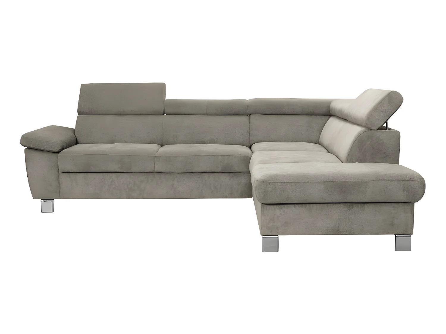 Canapé d'angle en tissu velours luxe 5 places LUGO beige, angle droit