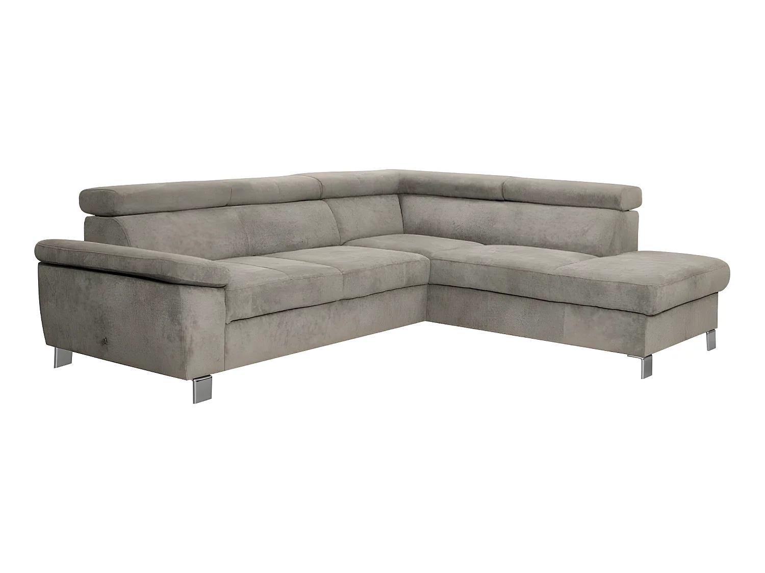 Canapé d'angle en tissu velours luxe 5 places LUGO beige, angle droit