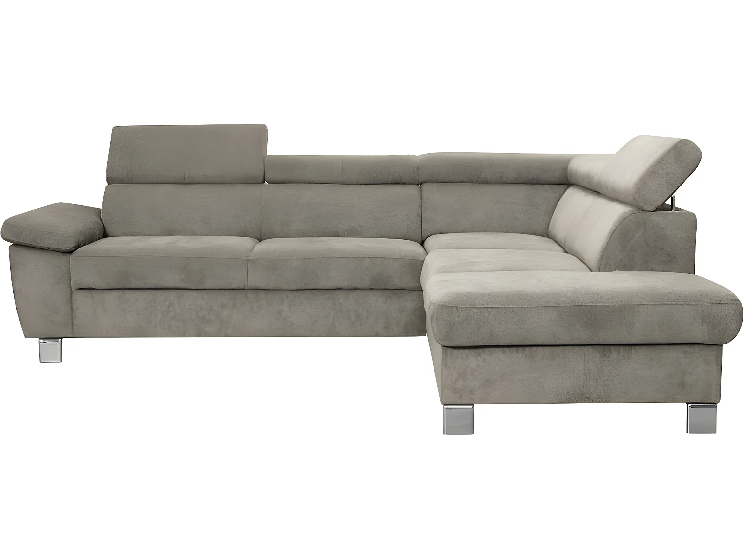 Canapé d'angle en tissu velours luxe 5 places LUGO beige, angle droit