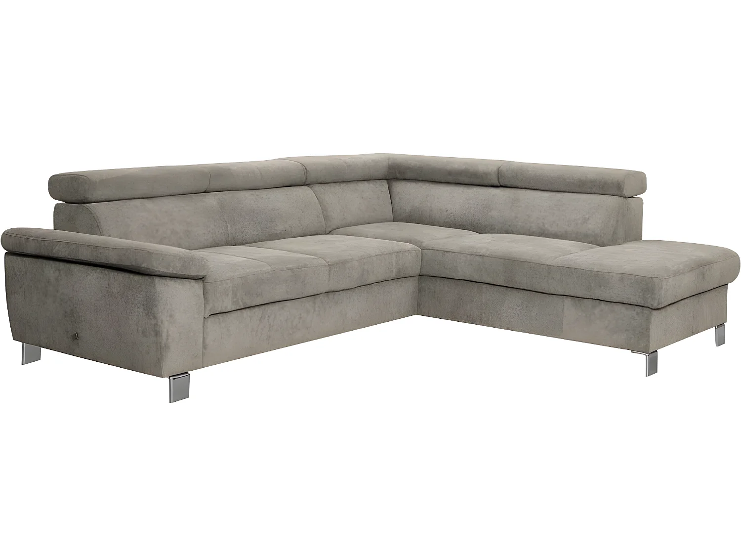 Canapé d'angle en tissu velours luxe 5 places LUGO beige, angle droit