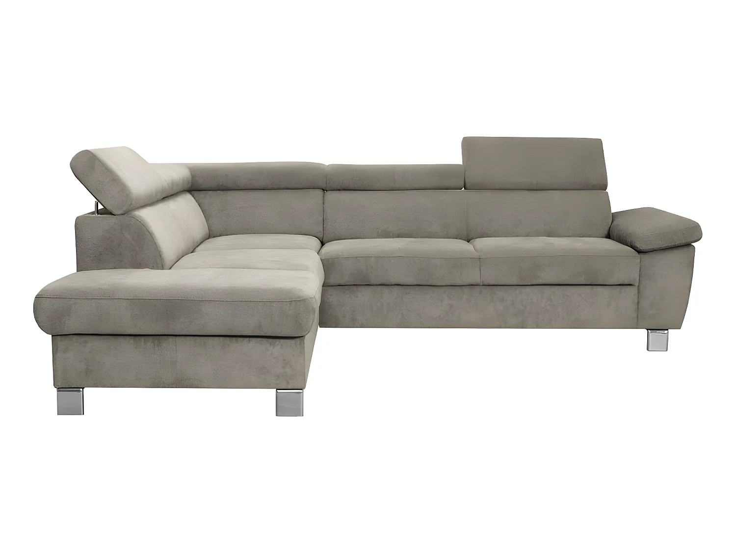 Canapé d'angle en tissu velours luxe 5 places LUGO beige, angle gauche