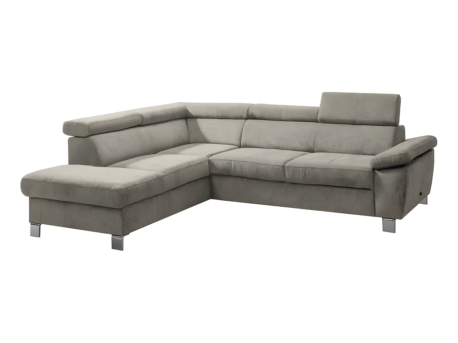 Canapé d'angle en tissu velours luxe 5 places LUGO beige, angle gauche