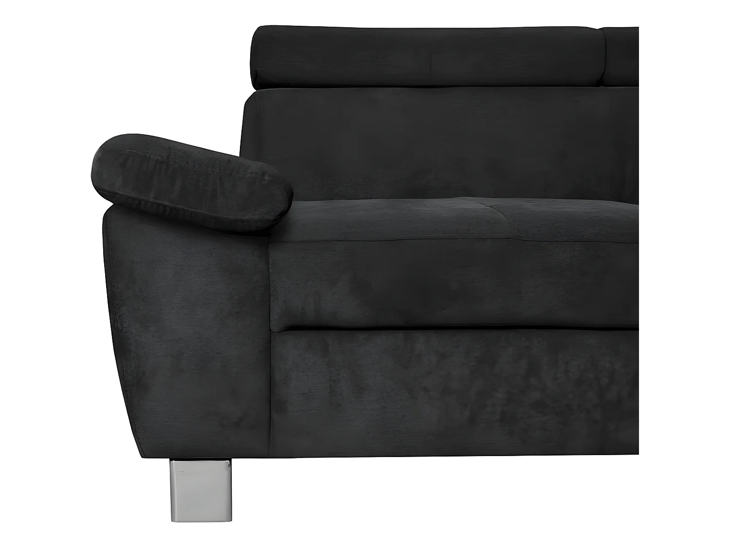 Canapé d'angle en tissu velours luxe 5 places LUGO noir, angle gauche