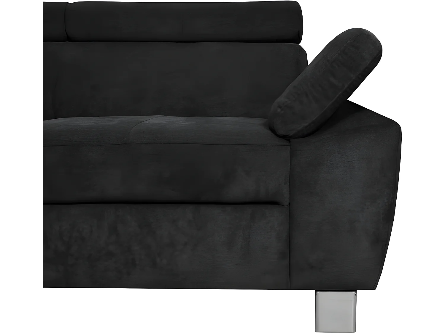 Canapé d'angle en tissu velours luxe 5 places LUGO noir, angle gauche