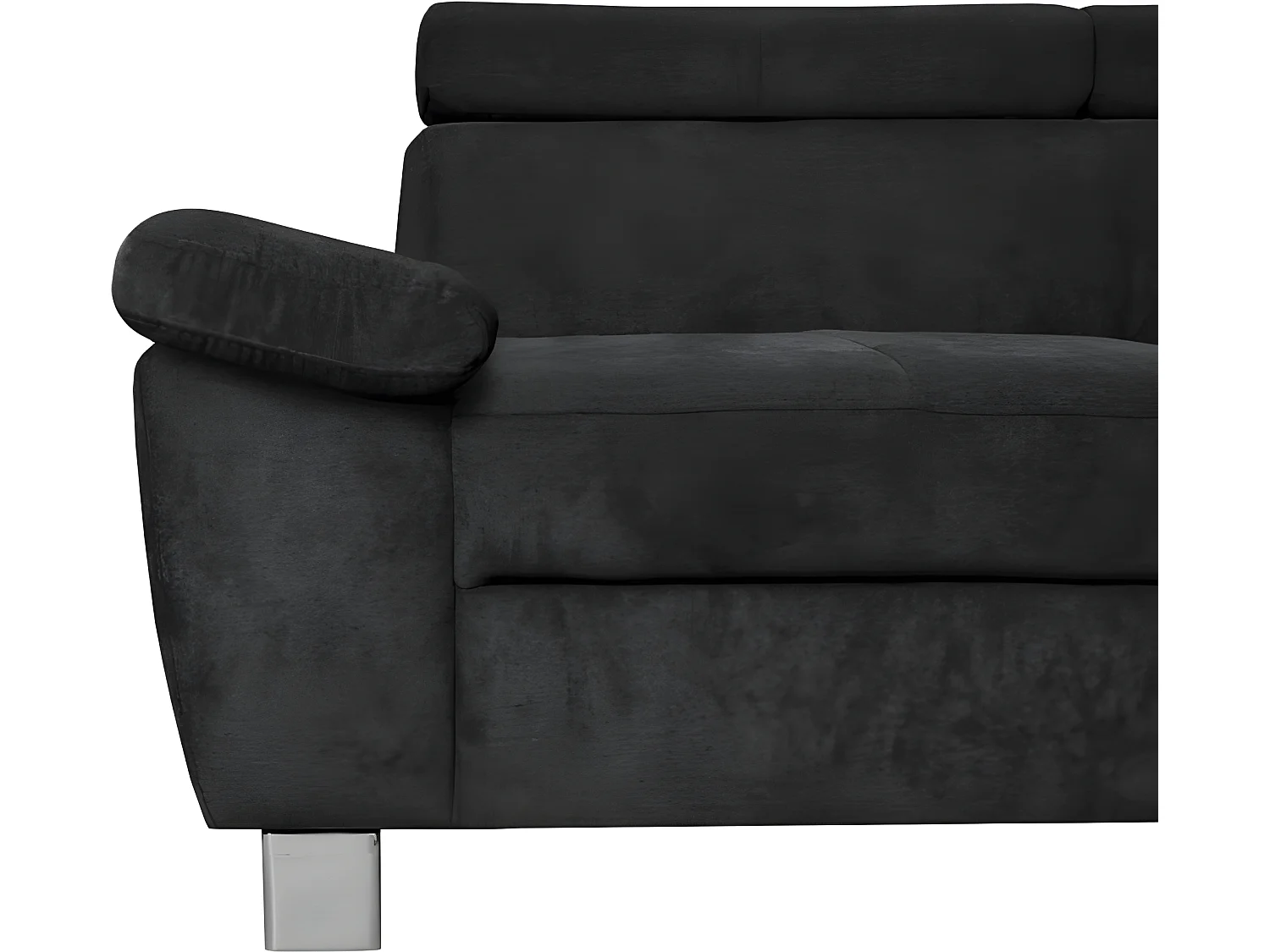 Canapé d'angle en tissu velours luxe 5 places LUGO noir, angle gauche